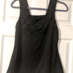Black cami. Lace detail.